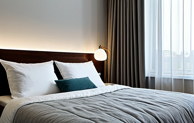 Peaceful Bedroom Sanctuary**

"A serene and inviting bedroom interior, soft lighting, blackout curtains, a comfortable bed with fluffy pillows, a bedside table with a book and a glass of water, a humidifier subtly steaming, the room is tidy and uncluttered, creating a calming atmosphere, safe for work, appropriate content, fully clothed, modest, family-friendly, perfect anatomy, correct proportions, natural pose, well-formed hands, proper finger count, natural body proportions, professional photography, high quality."

**