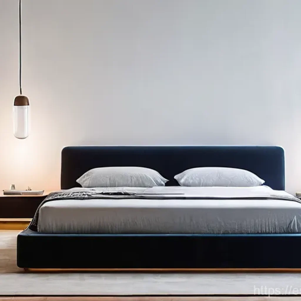 수면 환경을 위한 맞춤형 솔루션 - **Prompt:** A serene, modern bedroom designed for optimal sleep. In the center, a comfortable-lookin...