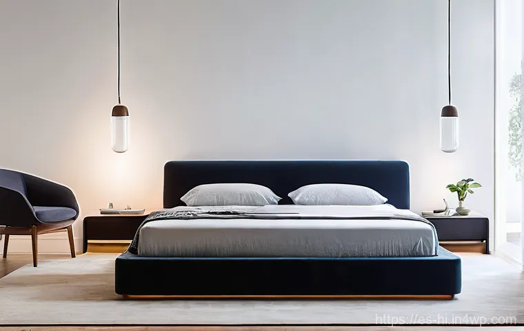 수면 환경을 위한 맞춤형 솔루션 - **Prompt:** A serene, modern bedroom designed for optimal sleep. In the center, a comfortable-lookin...