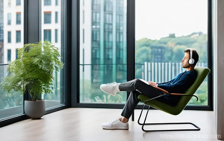 자연의 소리로 수면 환경 최적화하기 - **"A serene and cozy bedroom at dusk, designed as a personal sanctuary. The room is dimly lit, with ...