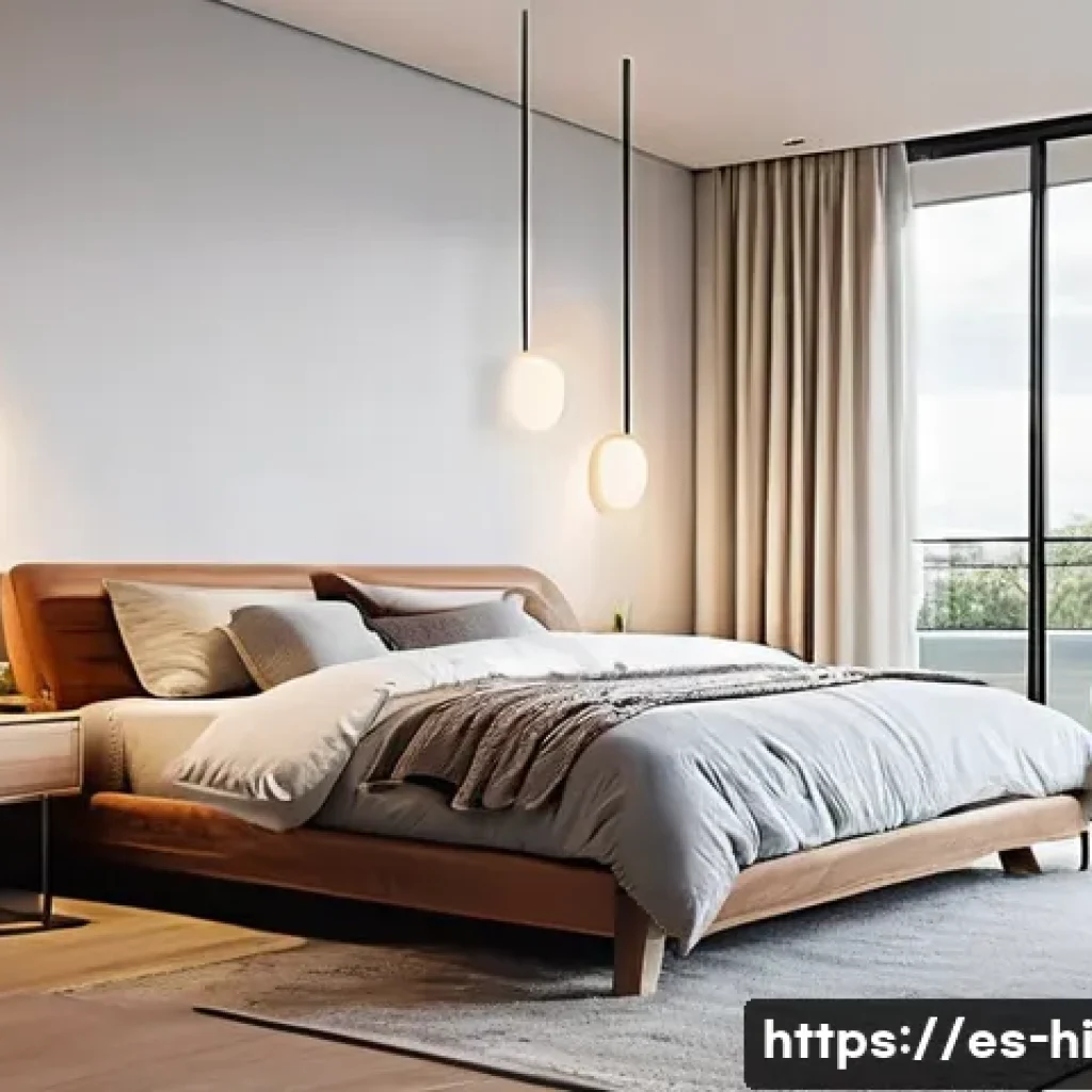 수면 환경을 위한 스마트 홈 기기 - **Prompt 1: A tranquil, smart bedroom designed for a perfect night's sleep.**
    "A cozy and modern...