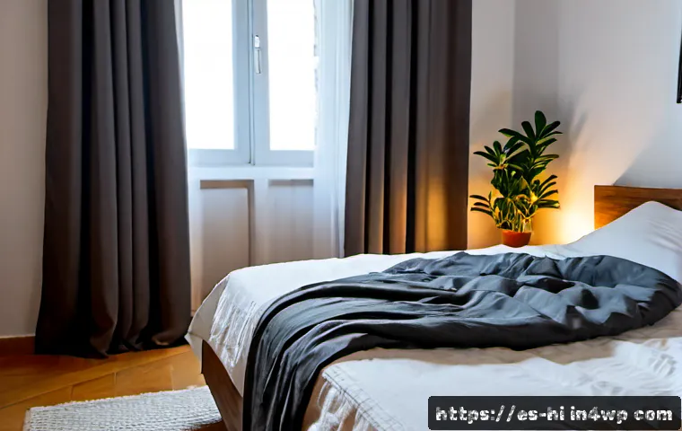 수면 환경 최적화의 심리적 효과 - Photorealistic serene bedroom in a contemporary Spanish apartment, neatly made bed with soft linen, ...